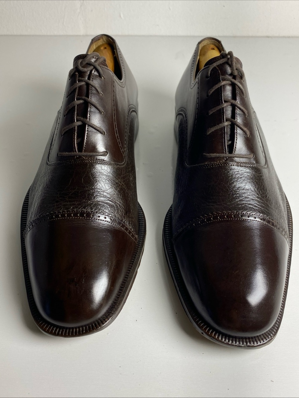 Magnanni Cap Toe Men’s 11 Calfskin Oxford Brown Dress Shoes 9249 Made in Spain